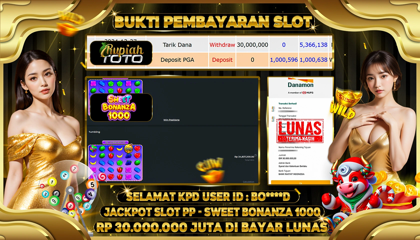 RUPIAHTOTO JACKPOT SLOT GAMES SWEET BONANZA 1000 RP 30.000.000 JUTA LUNAS